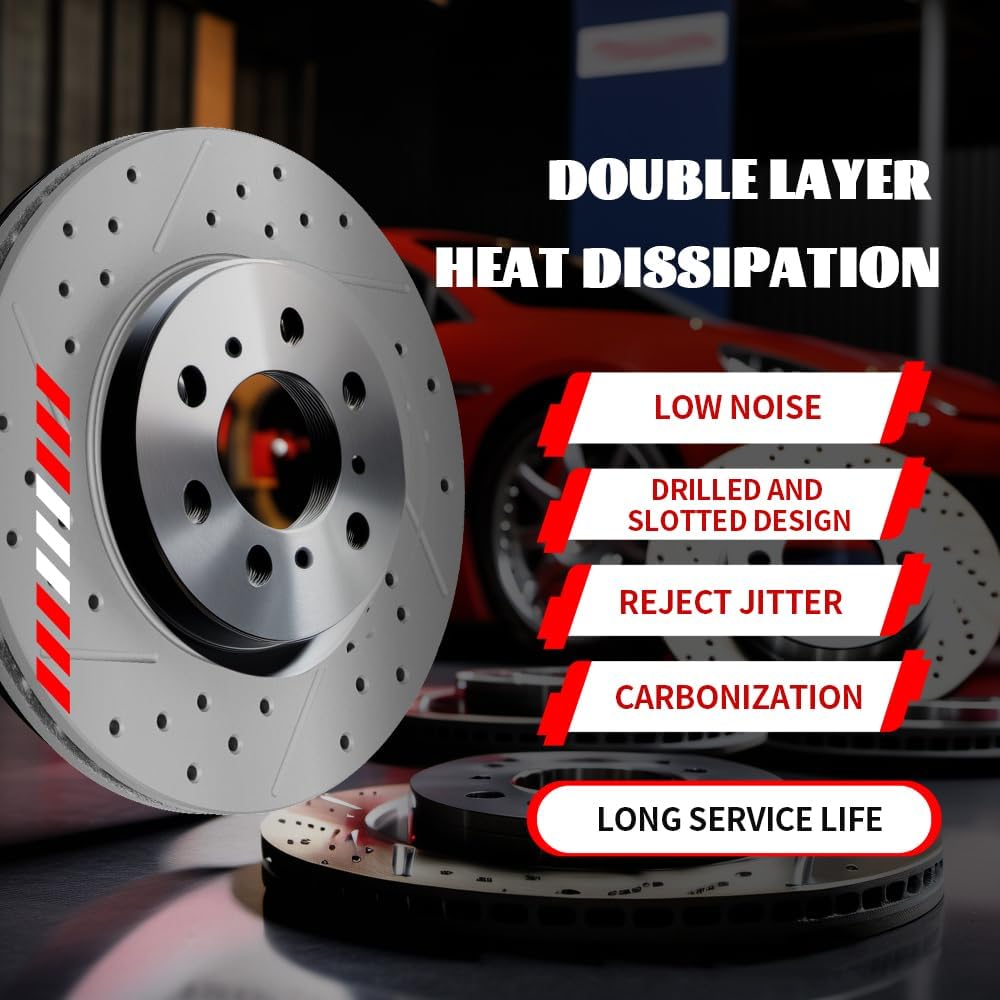 Front Rear Brake Disc Rotors & Ceramic Brake Pads Kit Fit for Chevy Silverado 1500, GMC Sierra 1500 1999-2006, Tahoe, Yukon 2000-2001, Astro, Safari 2003-2005