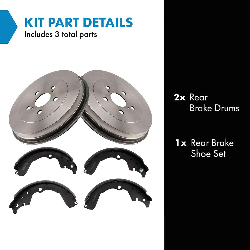 TRQ Rear Brake Shoe & Drum Kit for 2003-2008 Pontiac Vibe Toyota Matrix