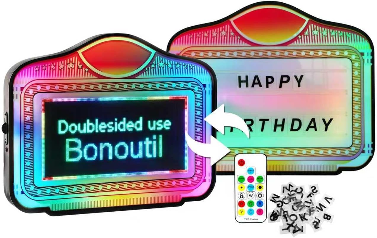 Double Sided LED Bottle Service Sign ，VIP Alphabet Bottle Monitor with 2 Sets of Letters, App Programmable Acrylic Handheld Light Box, RGB Color Changing & Scrolling Message, Dual-Side Visible for Bars, Clubs, Parties.