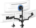 PUTORSEN Quad Monitor Mount for up to 49'' Ultrawide on Top Bracket and 27'' Screens on Lower Brackets, Holds up to 44lbs, Quad Monitor Stand with Gas Spring, C-Clamp & Grommet Base