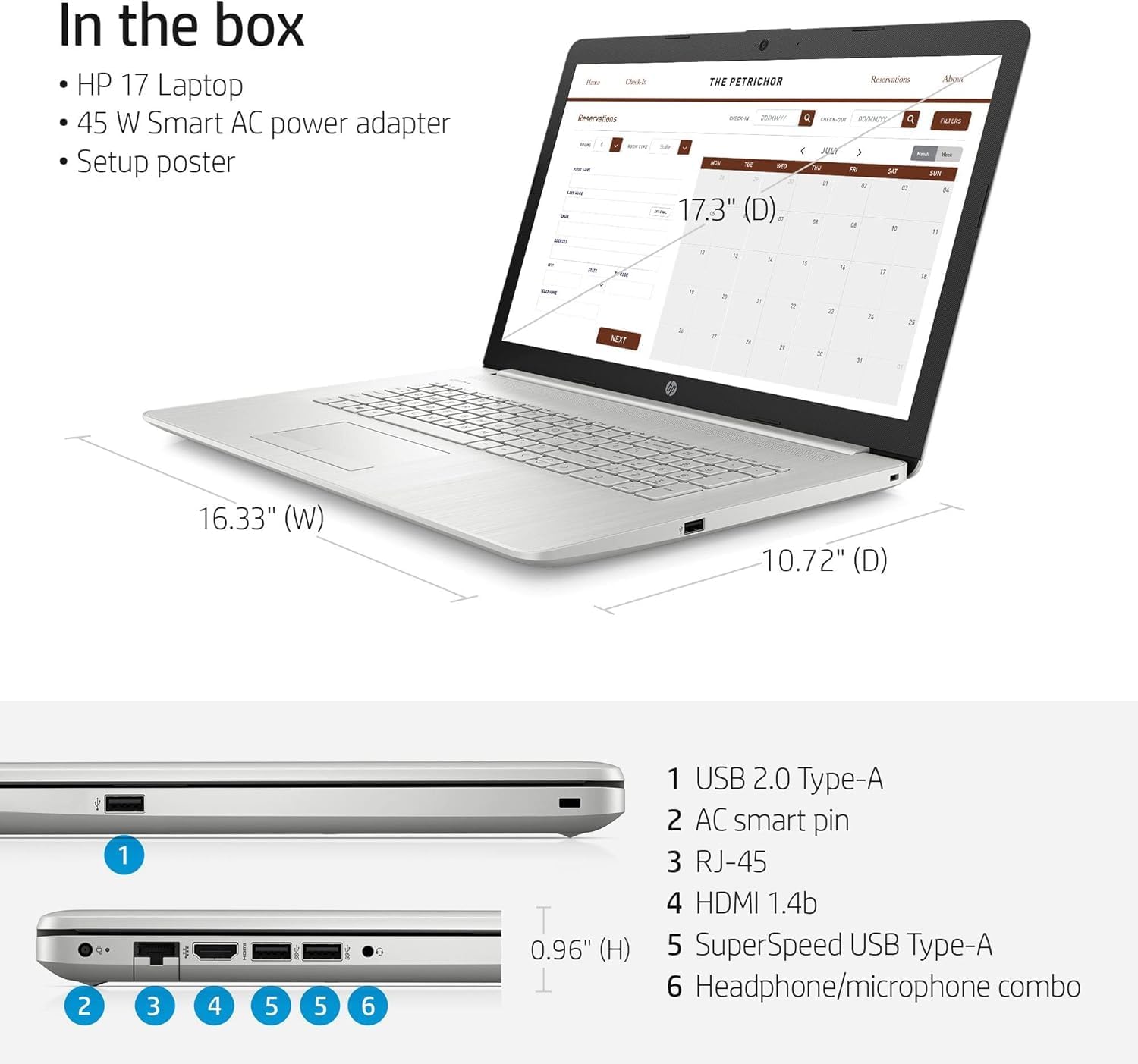 HP 17.3'HD Business Laptop Computer, Intel Core i5-1135G7 Quad-core Processor 2.4 GHz (Up To 4.2GHz), 16GB RAM, 1TB SSD, Backlit Keyboard, USB-C, Wi-Fi, Bluetooth, HDMI, Webcam, Natural Silver, Win 11