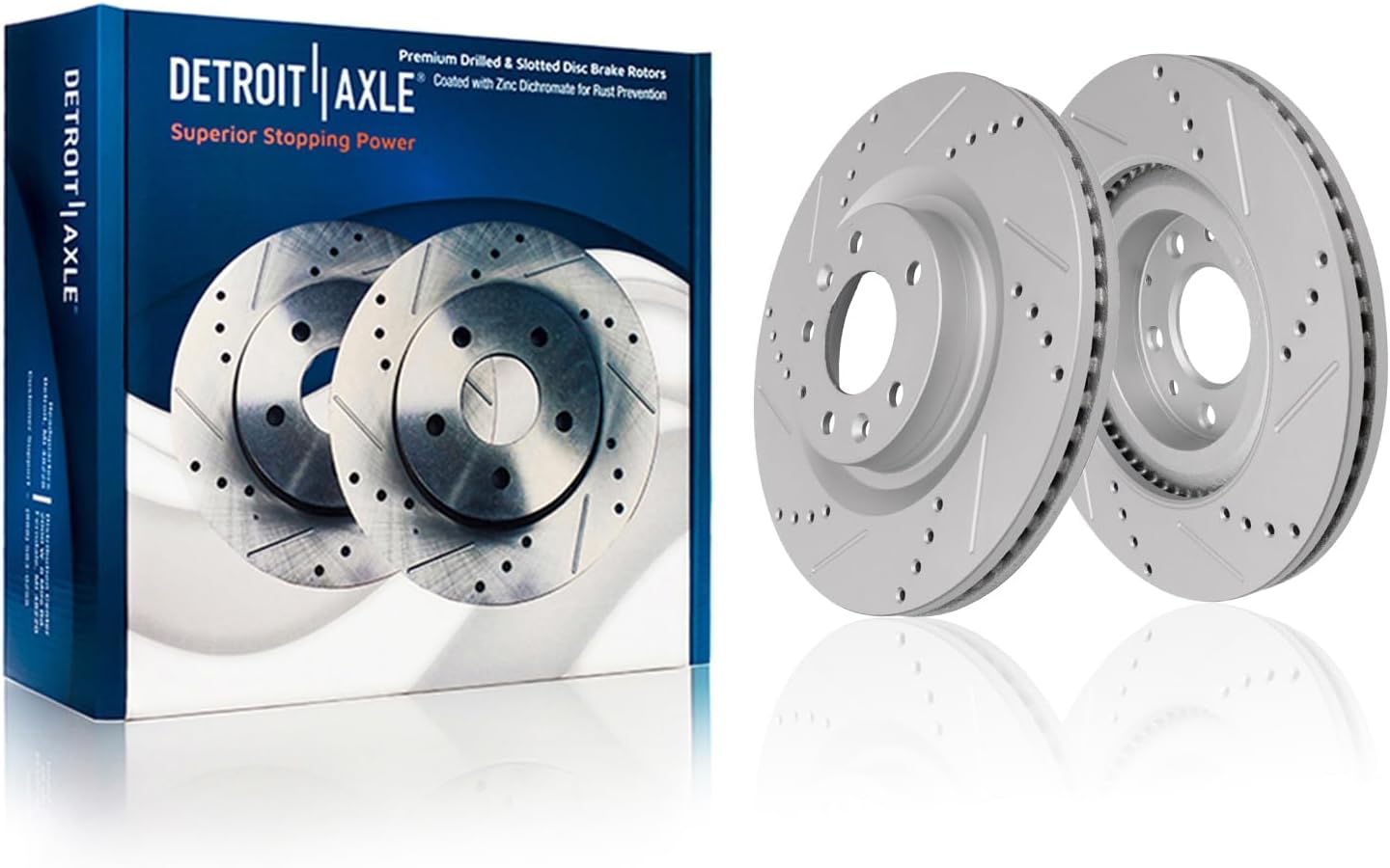 Detroit Axle - 10pc Brake Kit for 2019-2024 Mazda CX-5, Drilled and Slotted Disc Brake Rotors Ceramic Brakes Pads with Hardware Replacement : 12.60' inch Front and 11.93' inch Rear Rotor