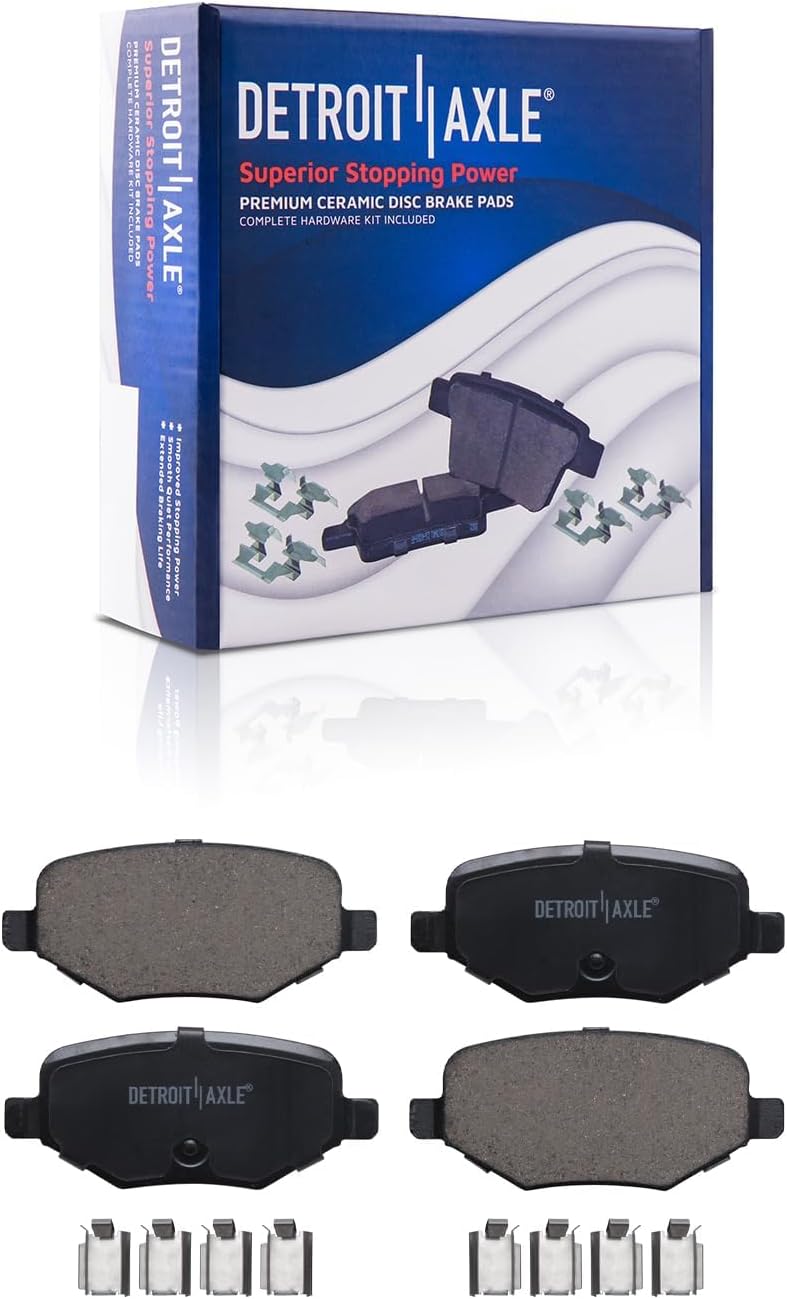 Detroit Axle - Brake Kit for 2012-2019 Ford Flex, 2011-2019 Explorer Taurus, 2011-2012 Lincoln MKS, Drilled Slotted Disc Brake Rotors Ceramic Brakes Pads: 12.80' inch Front and 12.99' Inch Rear Rotor
