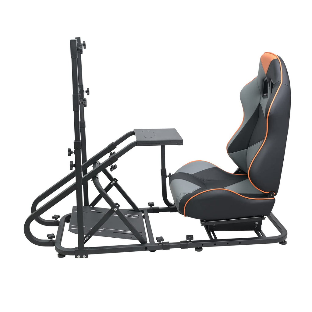 WTRAVEL Racing Simulator Cockpit with Wheel Stand and Racing Seat for All Logitech G920|G25|G27|G29| Thrustmaster | Compatible with Xbox, PS4, PS5, PC Platforms (Black+Gray)