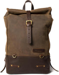 Trip Machine Company Full Grain Leather Roll Top Motorcycle Backpack Pannier – Quick Mount 15L Waterproof Laptop Bag (Dark Brown)