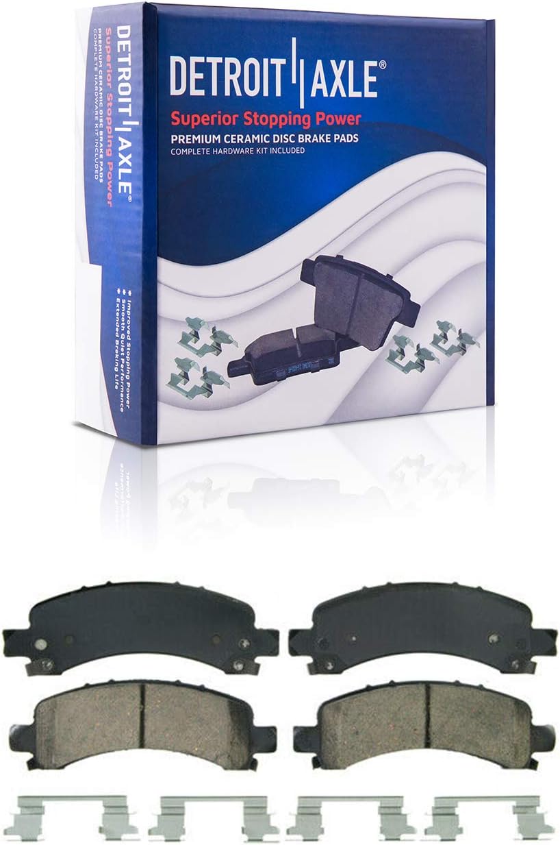 Detroit Axle - Rear Disc Rotors Brake Pads Right Caliper Replacement for 2006-2019 Chevy GMC Express Savana 2500 3500
