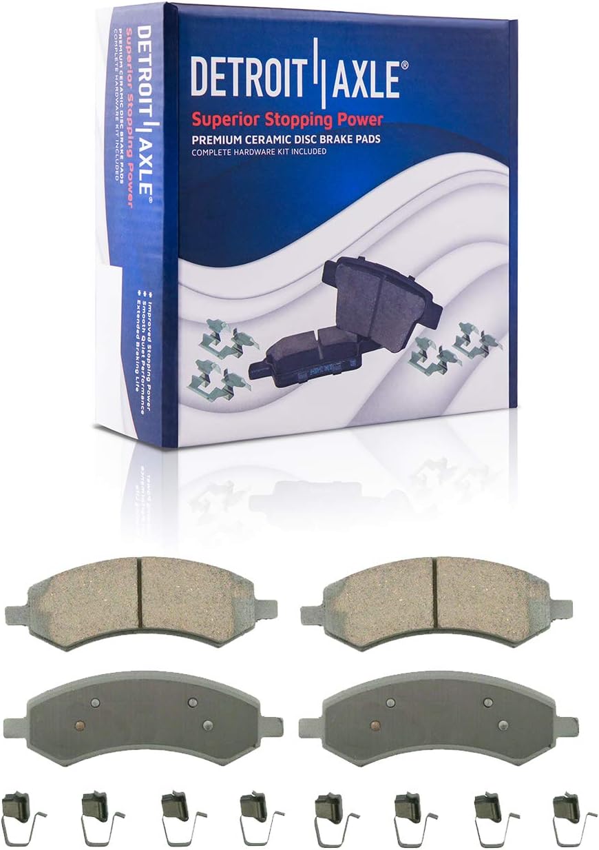 Detroit Axle - Front Brake Kit for 09-10 Dodge Ram 1500, 11-18 Ram 1500, 19-23 Ram 1500 Classic, Disc Brakes Rotors Ceramic Brakes Pads Right Brake Caliper Replacement : 13.23 inch Front Rotor
