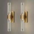 YUYI Brass Wall Sconces Set of Two, 22.8'' Gold Bathroom Sconces Wall Decor with Clear Glass Shade, Indoor Vanity Wall Lights for Bathroom Living Room Bedroom Hallway Fireplace Staircase