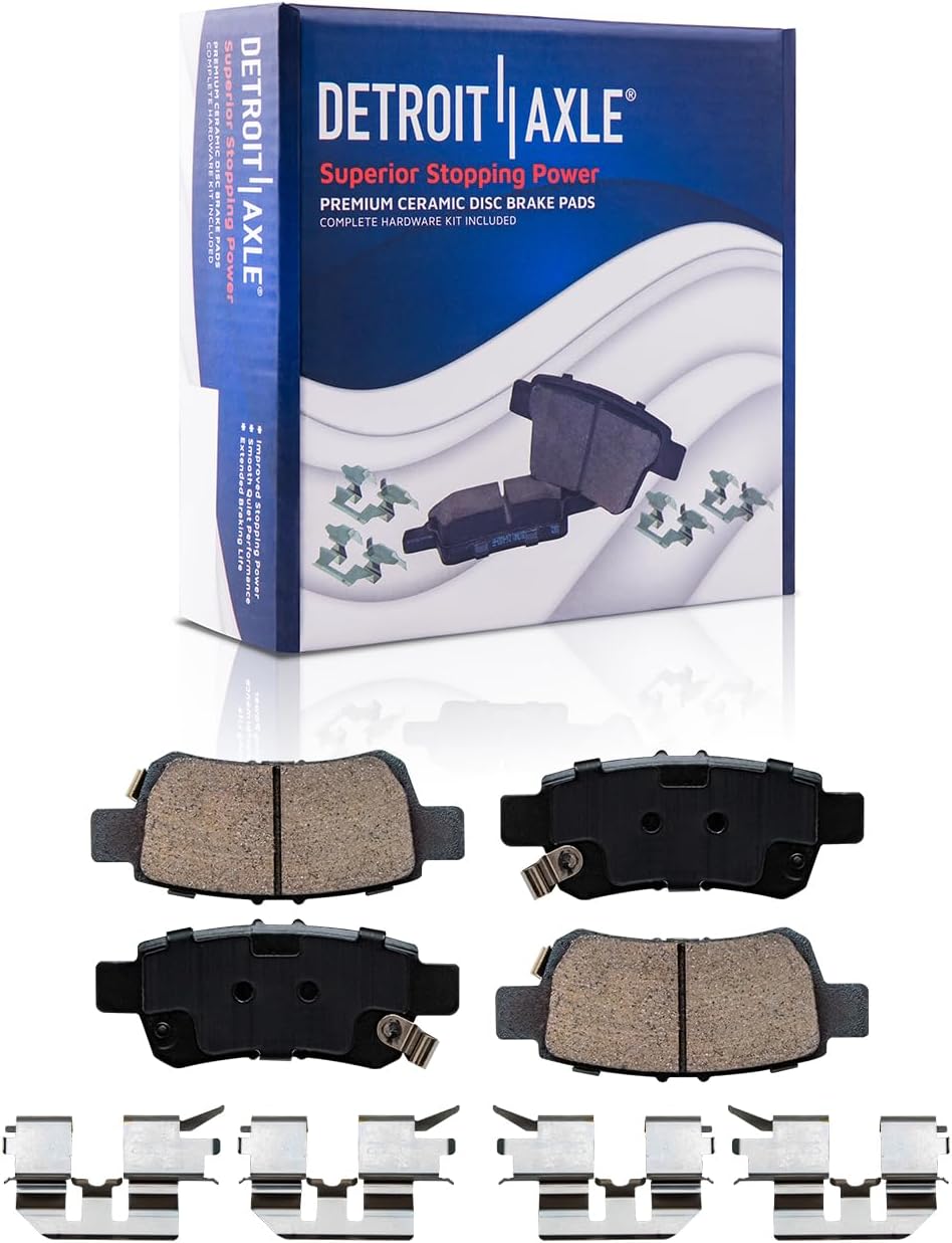 Detroit Axle - 12.21 inch (313mm) Rear Disc Brake Rotors Calipers w/Brackets Ceramic Pads Replacement for 2005-2010 Honda Odyssey - 8pc Set