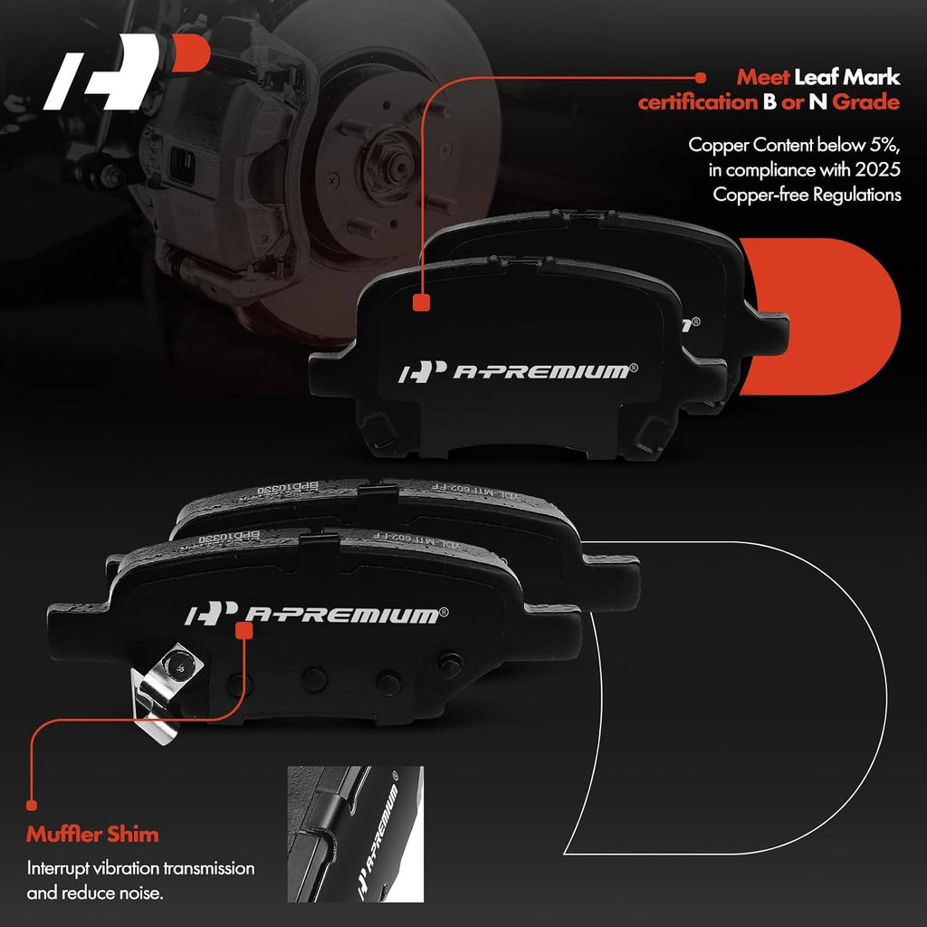 A-Premium Front Vented and Rear Solid Disc Brake Rotors + Ceramic Pads Kit Compatible with Select Chevrolet & Pontiac Models - Malibu 2004-2008, G6 2006-2007, 12-PC Set