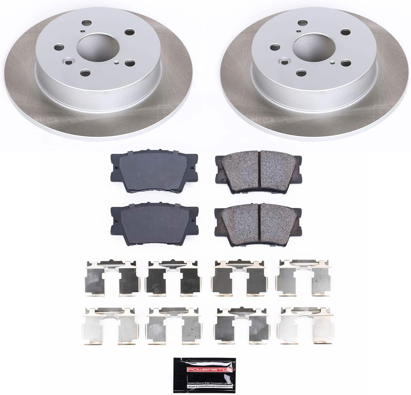 PowerStop Rear Brake Kit for Toyota Camry 2018-24 - Ceramic Brake Pads + Semi Coated Rotors Replacement, SC7905