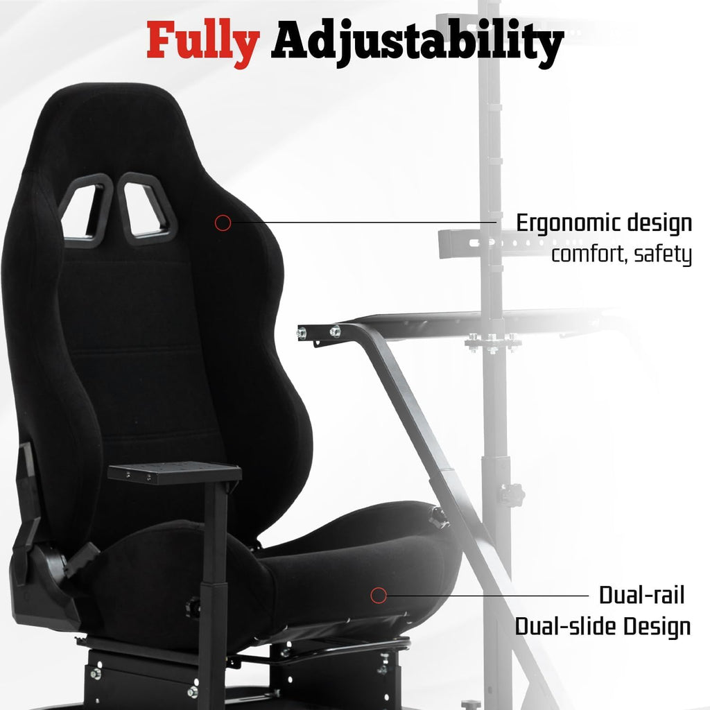 Supllueer Racing Simulator Cockpit with TV Mount and Gaming Seat Fit for Logitech GPRO G920 G923, for Thrustmaster T128 T300, Sim Driving Stand Without Steering Wheel/Pedal/Shifter/TV
