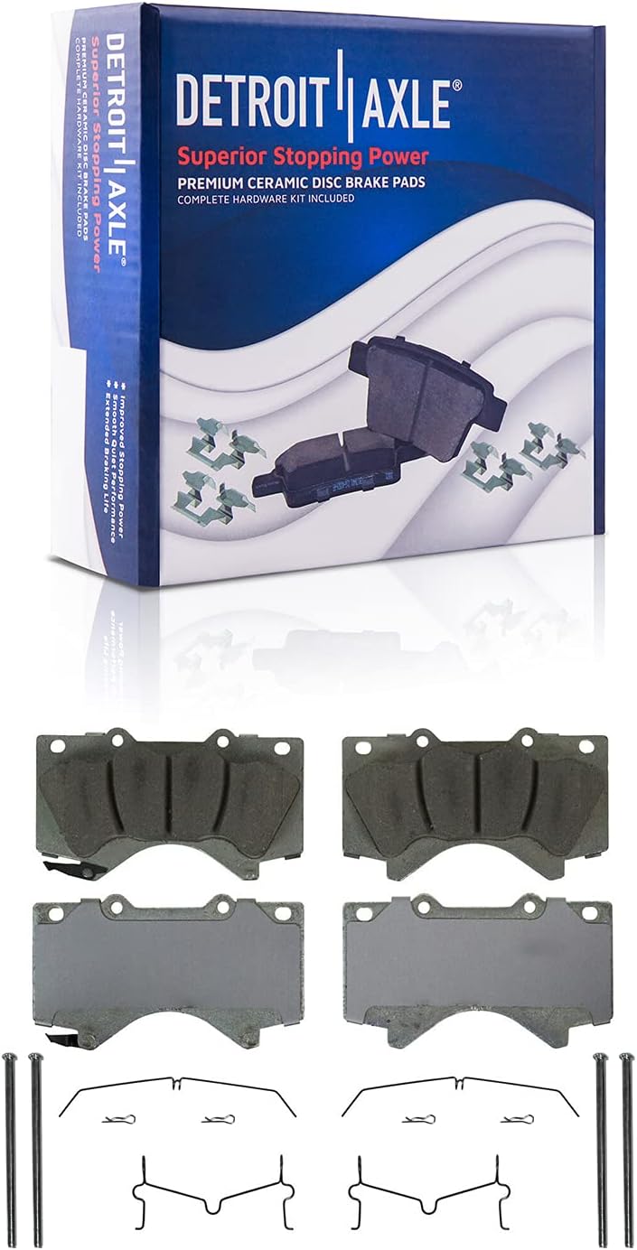 Detroit Axle - Front Brake Kit for 07-16 Toyota Tundra, 08-16 Sequoia, Disc Brake Rotors Ceramic Brake Pads Brake Caliper 2008 2009 2010 2011 2012 2013 2014 2015 2016 Replacement