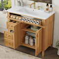 36 Inch Bathroom Vanity with Sink, Single Sink Bathroom Vanities, Gold Handles Bathroom Sink Cabinet (Wood)