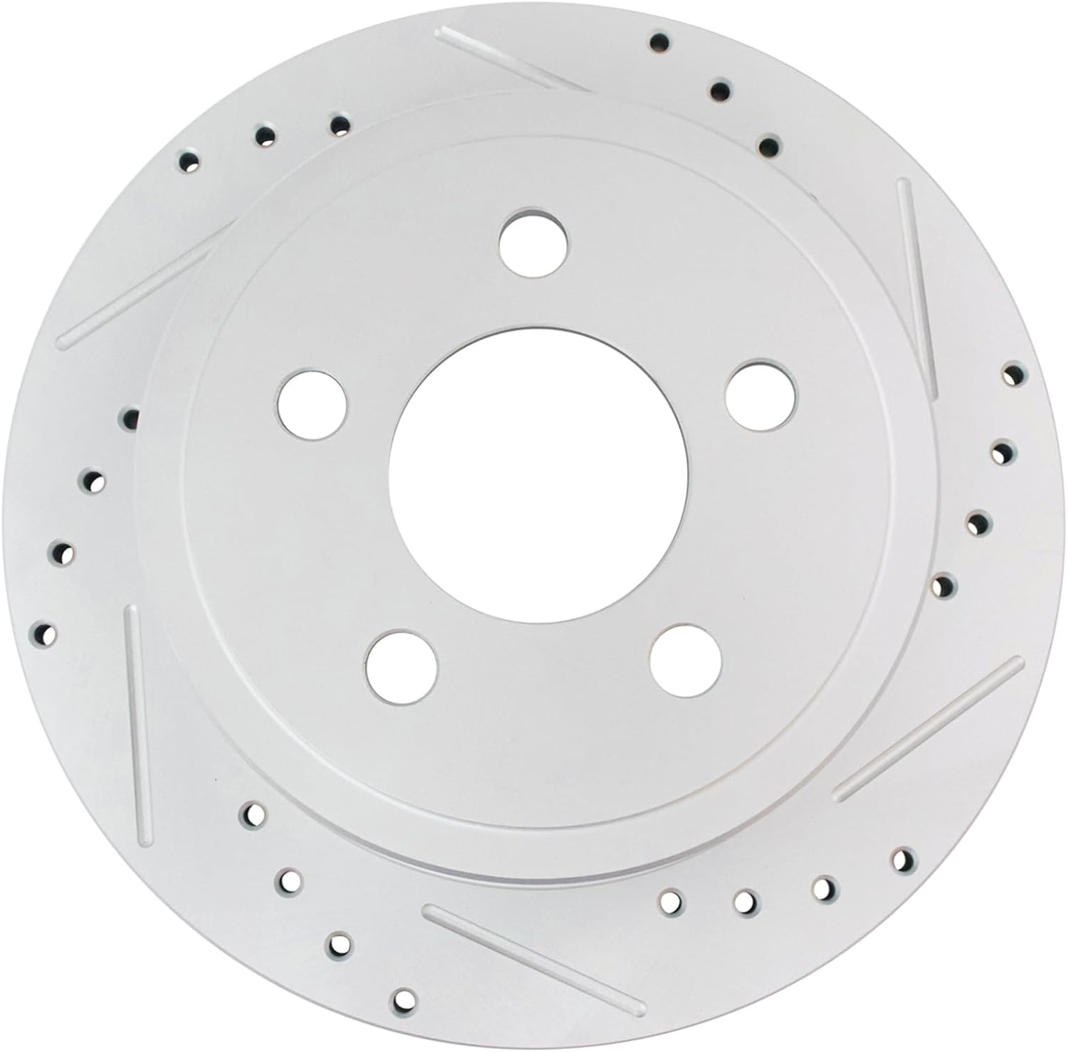 TRQ Performance Rear Brake Pad and Rotor Set Ceramic Coated Slotted Drilled Solid Rotors Calipers Compatible with 2003-2007 Jeep Liberty 2003-2006 Wrangler