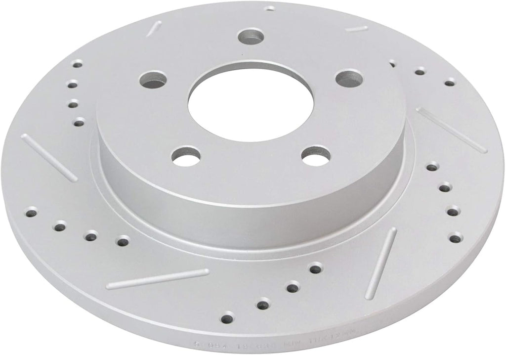 TRQ Performance Rear Brake Pad and Rotor Set Ceramic Coated Drilled Slotted Vented Rotors Calipers Compatible with 04-12 Chevrolet Malibu 05-07 Cobalt 05-10 Pontiac G6 07-09 Saturn Aura