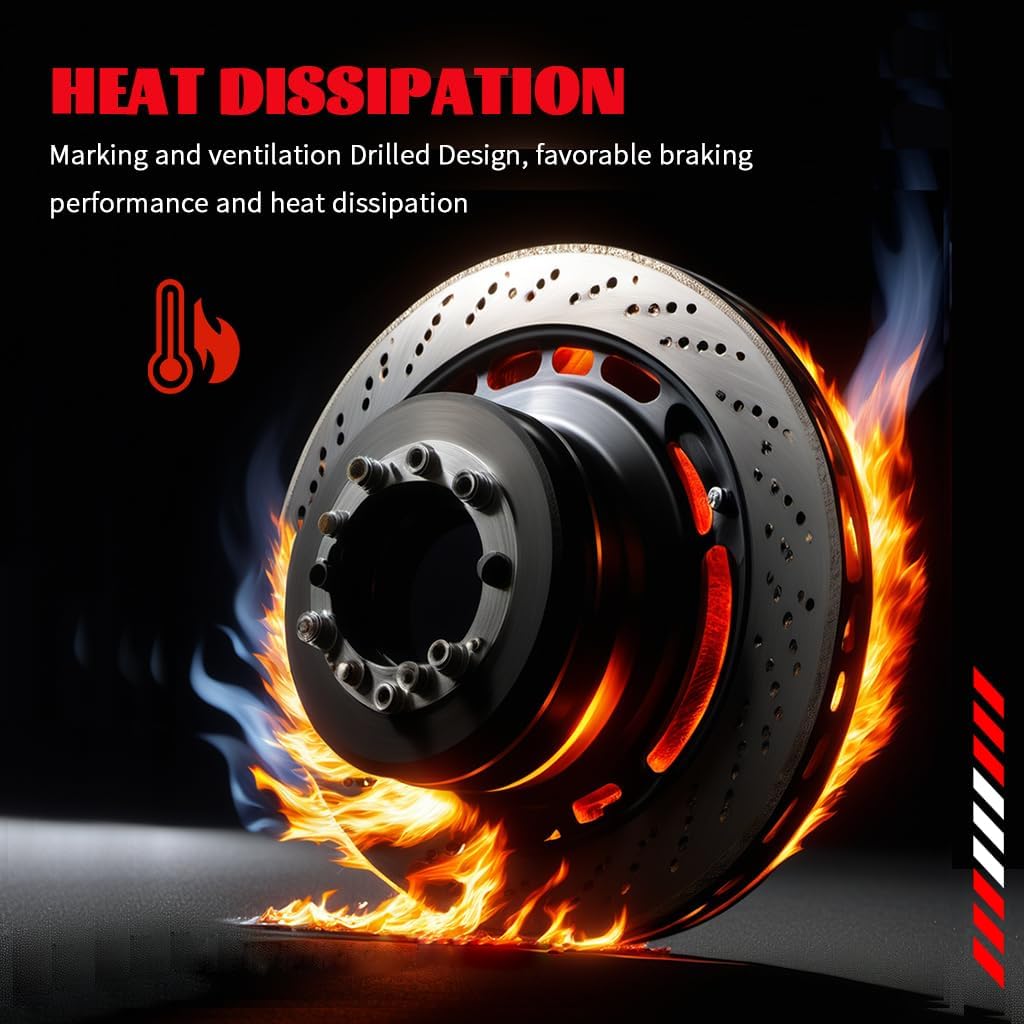 Front Rear Brake Disc Rotors & Ceramic Brake Pads Kit Fit for Chevy Silverado 1500, GMC Sierra 1500 1999-2006, Tahoe, Yukon 2000-2001, Astro, Safari 2003-2005