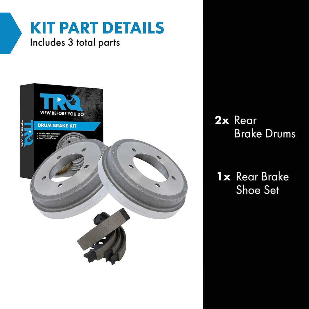 TRQ Rear Brake Shoe & Drum Kit Set Compatible with Chevy Tracker Suzuki Grand Vitara