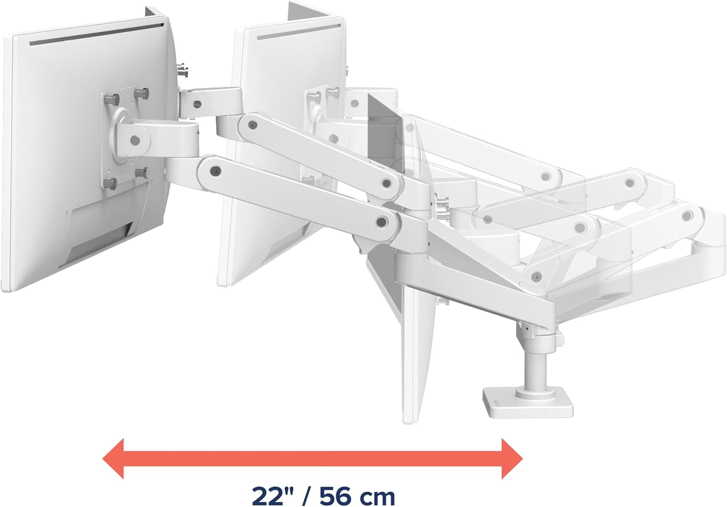 Ergotron – Upgraded LX Pro Premium Dual Monitor Arm, VESA Desk Mount – for 2 Monitors Up to 27 Inches, 4 to 20 lbs Each – White