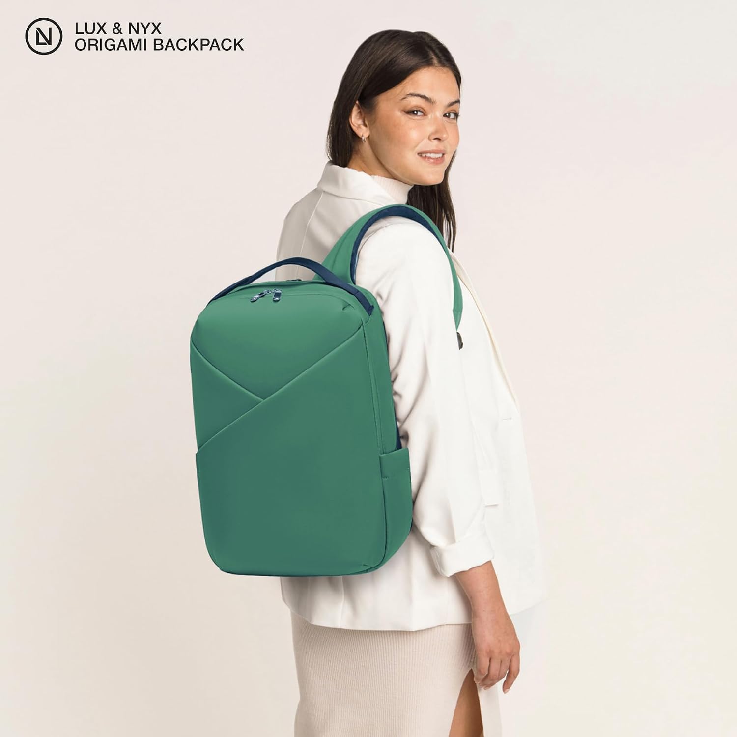 Lux & Nyx Origami Laptop Backpack for Work and Travel - Fits 16' MacBook Pro - Lightweight Business Bag - Men and Women (Forest Green)