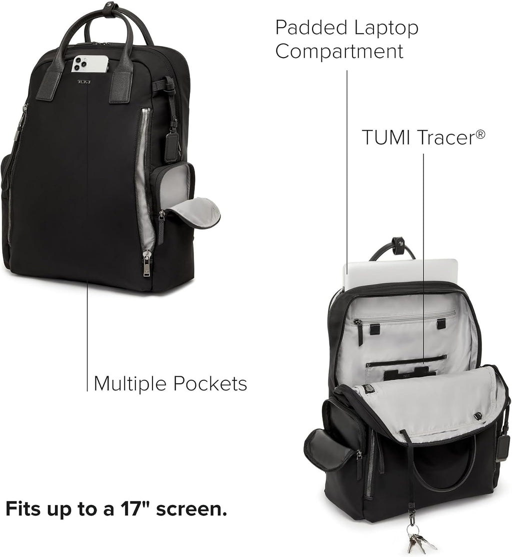 TUMI - Voyageur Atlanta Backpack - Travel Backpack for Women - For Business, Commute - Holds Up to 17' Laptop - Black - Gunmetal Hardware