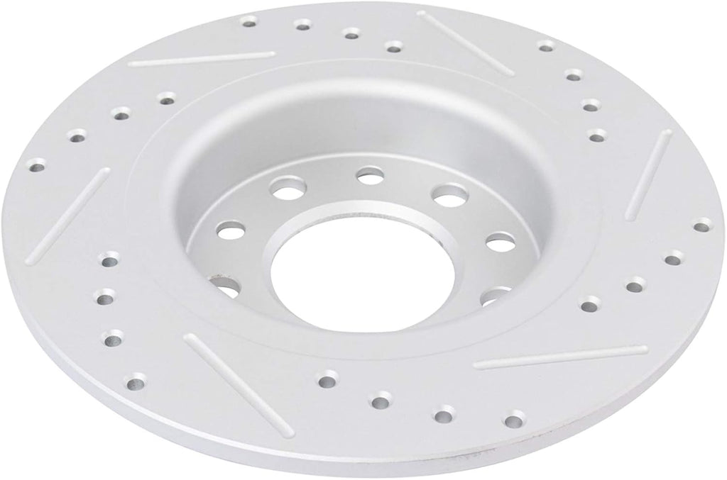 TRQ Performance Rear Brake Pad and Rotor Set Ceramic Drilled Slotted Coated Rotors Calipers Compatible with 2013-2016 Dodge Dart