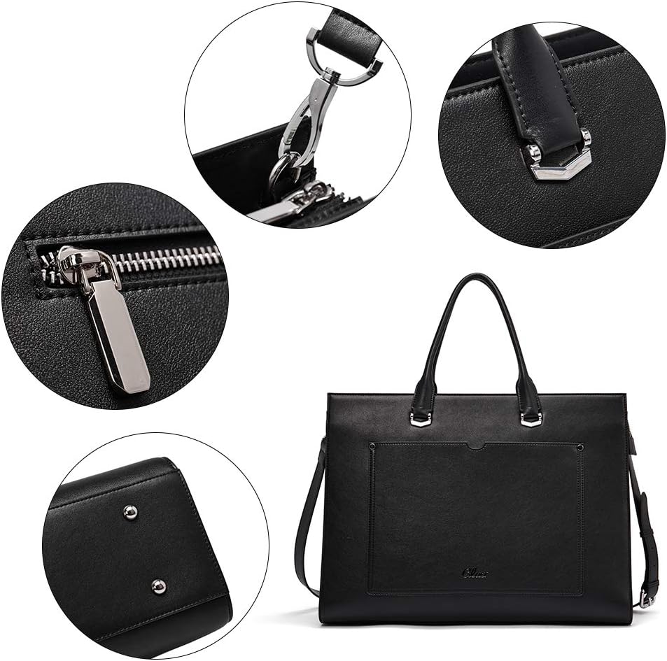 CLUCI Leather Briefcase for Women Laptop 15.6 Inch Professional Business Work Ladies Computer Handbag Shoulder Bag