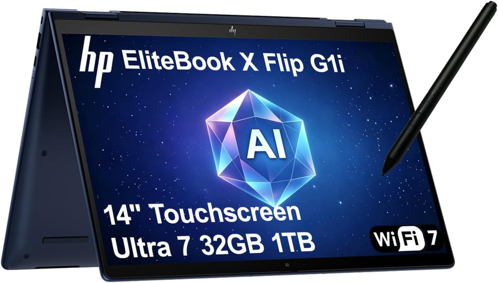 HP EliteBook X Flip G1i (Next Gen 1040 X360) AI PC 2-in-1 Business Laptop (14' FHD+ Touchscreen, Intel Core Ultra 7 268V, 32GB DDR5, 1TB SSD), Rechargeable Pen, IR Webcam, Thunderbolt 4, Win 11 Pro