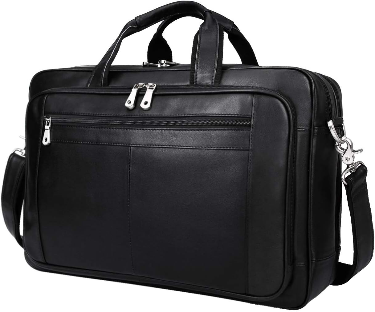 Augus Business Travel Briefcase Genuine Leather Duffel Bags for Men Laptop Bag fits 15.6 inches Laptop
