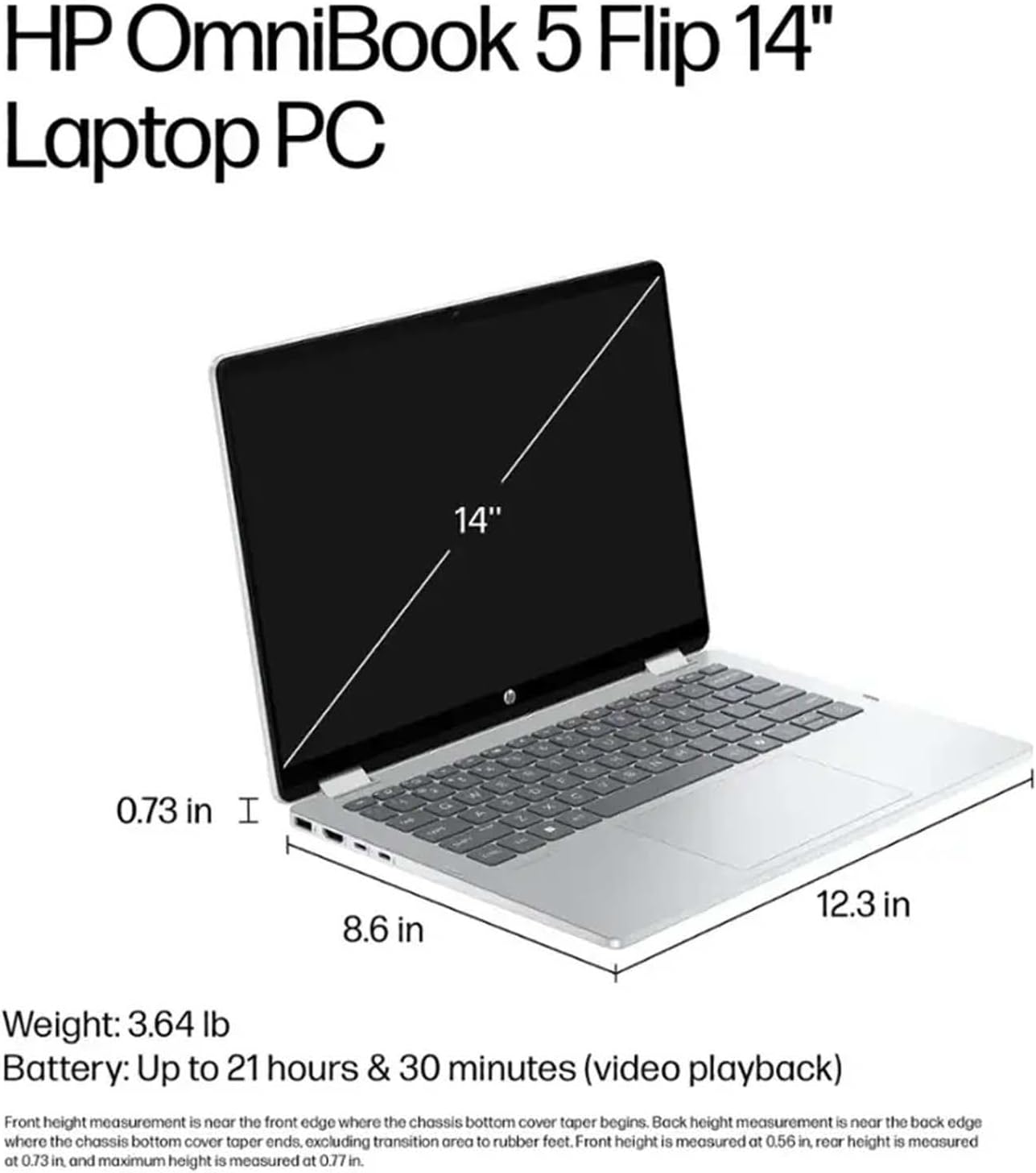HP OmniBook 5 Flip 2-in-1 Business Laptop - 14' 2K Touchscreen Laptop - Intel Core 7-16GB LPDDR5 RAM - 1TB SSD - 5MP IR Camera | Wi-Fi 6E | Microsoft Copilot | Windows 11 Pro - Glacier Silver