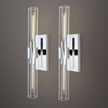 Chrome Wall Sconces, 22.8' Bathroom Sconces, Indoor Sconces Wall Lighting Up and Down, Nickel Wall Sconce Set of Two Dimmable, Vanity Lights for Bathroom with Tube, Glass Sconce for Bedroom, Staircase