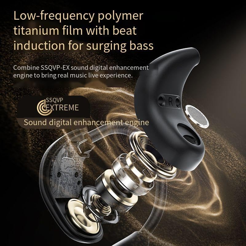 Open Type with Touch Screen Air Conduction Earphone Wireless Bluetooth 5.4 Open Ear Headphones with Noise Cancellation, Earbuds with Earhooks for Workout Driving Walking, Black