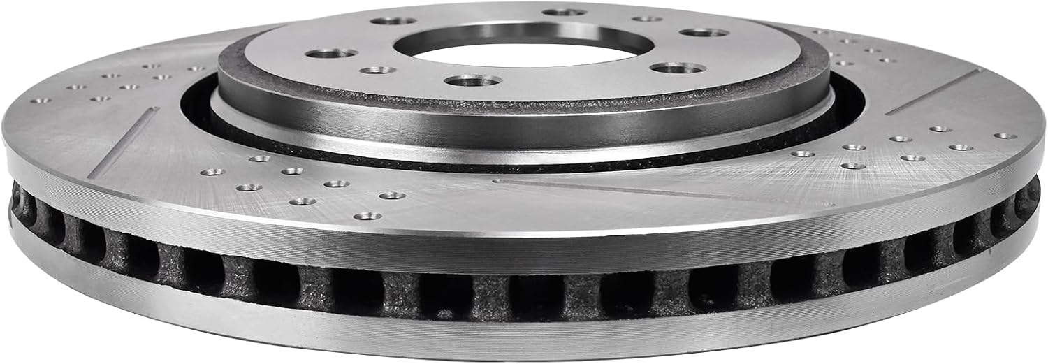 Front+Rear Drilled Slotted Brake Rotors & Ceramic Pads replacement for 2001-2006 Chevy Silverado 1500 Tahoe Suburban GMC Sierra Yukon XL 1500 Cadillac Escalade