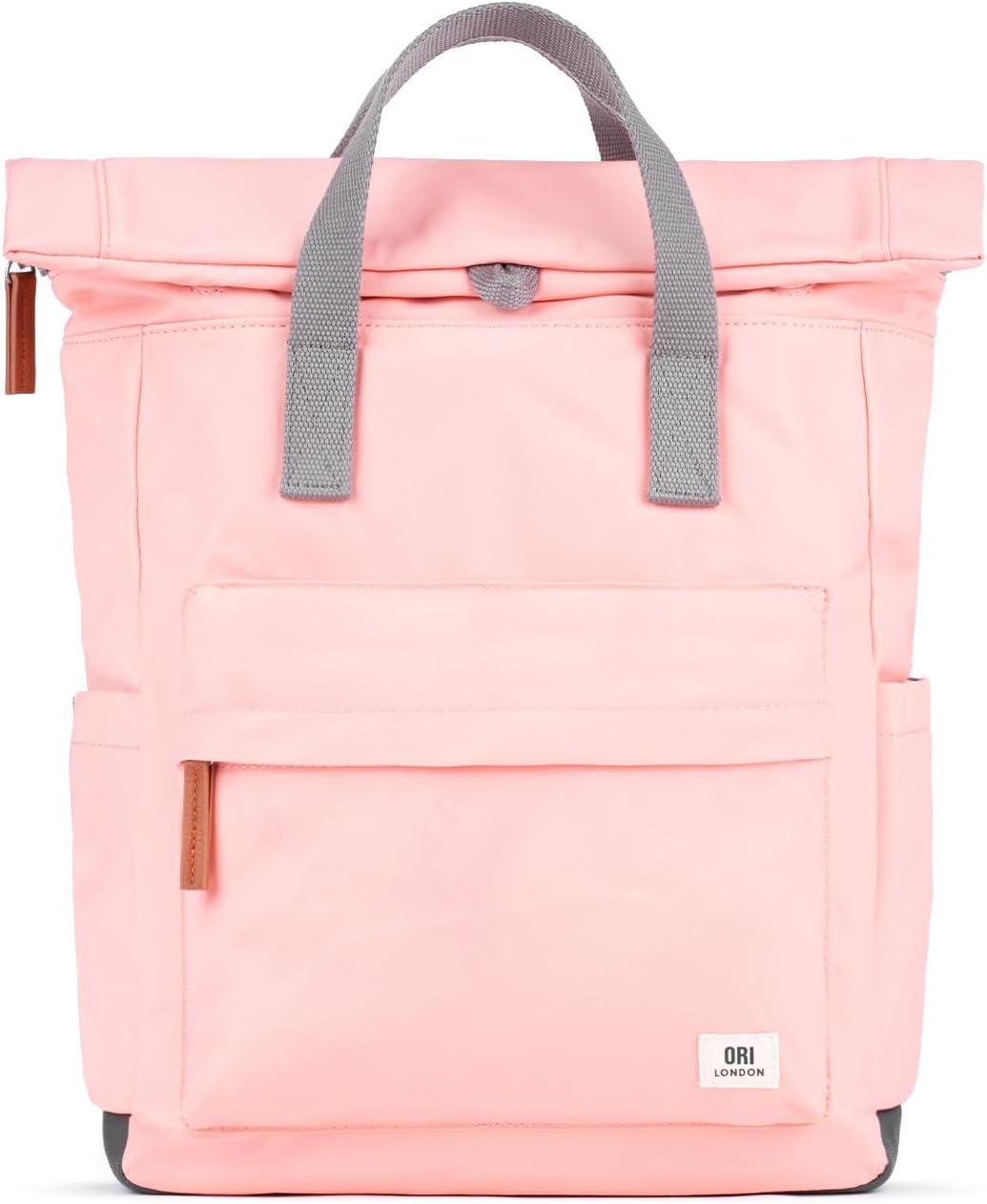 ORI LONDON Travel Backpack - Medium Nylon Rolltop Backpack for Men & Women with Multiple Pockets for Laptop, Phone, Keys, Wallet, Bottles - The Canfield, Punch, 16.5x11.8x4.7'