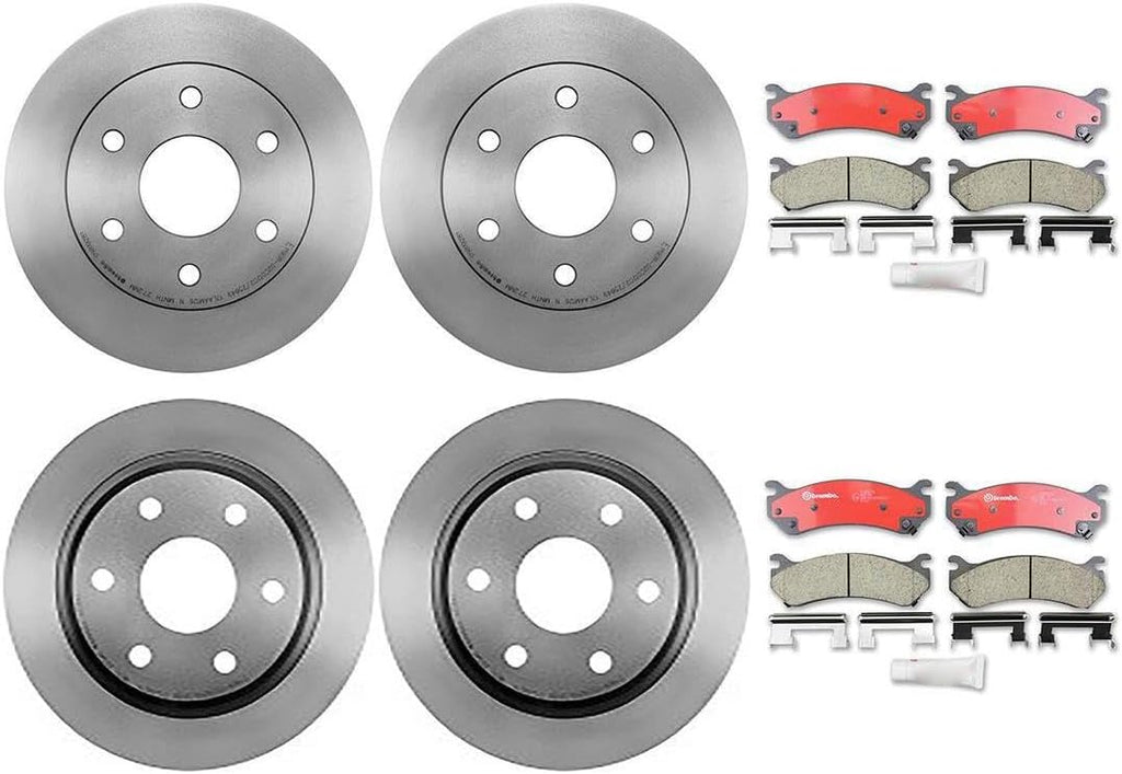 (8) Brakes and Rotors Kit Front and Rear Brake Pads and Rotors Kit, Brake Rotors Brake Pads for Chevrolet Silverado 1500 2002 for Chevy Silverado 1500 2002 for GMC Sierra 1500 2004 2002