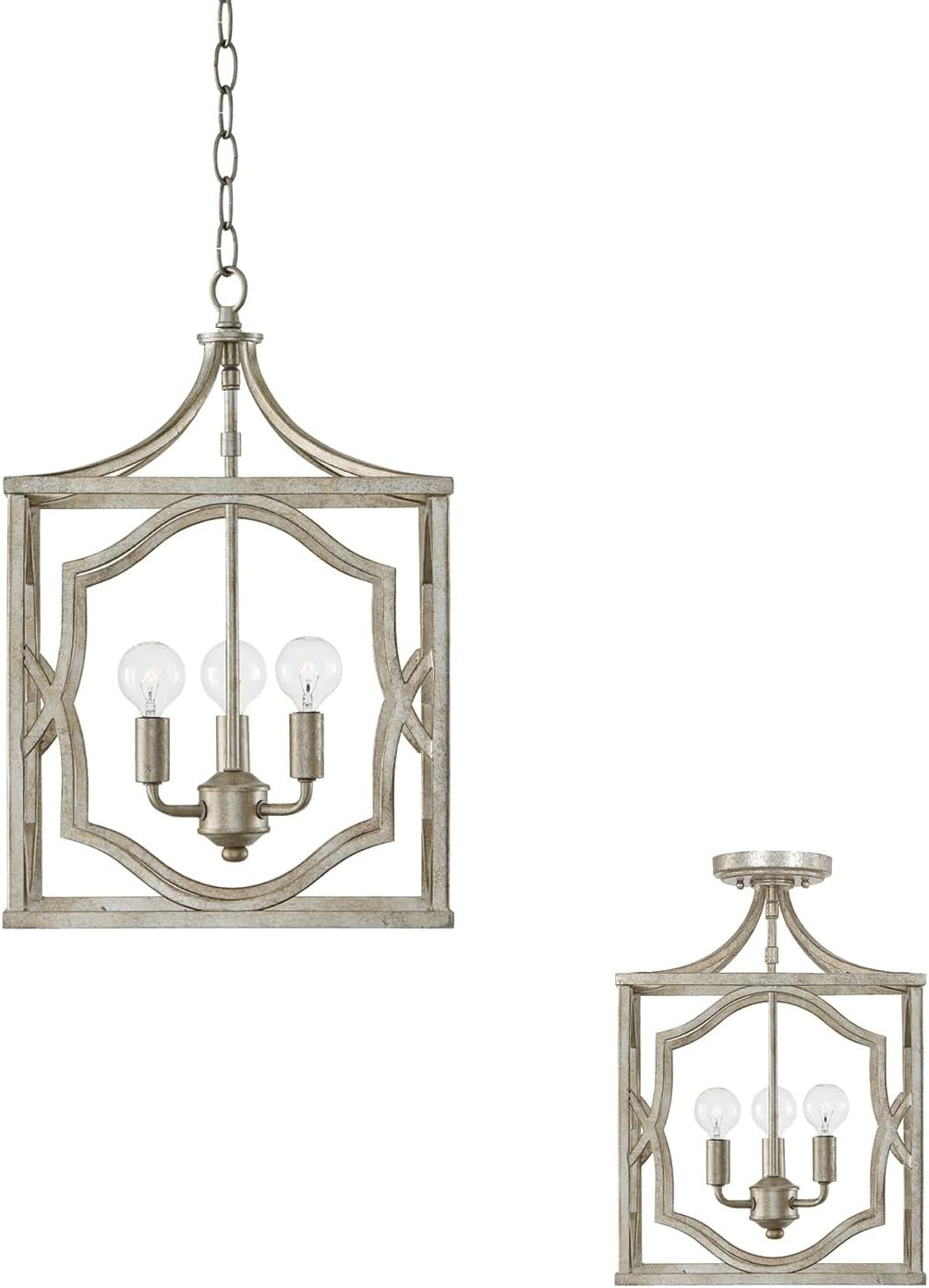Capital Lighting 9481AS Blakely Lantern Foyer Pendant, 3-Light 180 Total Watts, 18' H x 12' W, Antique Silver