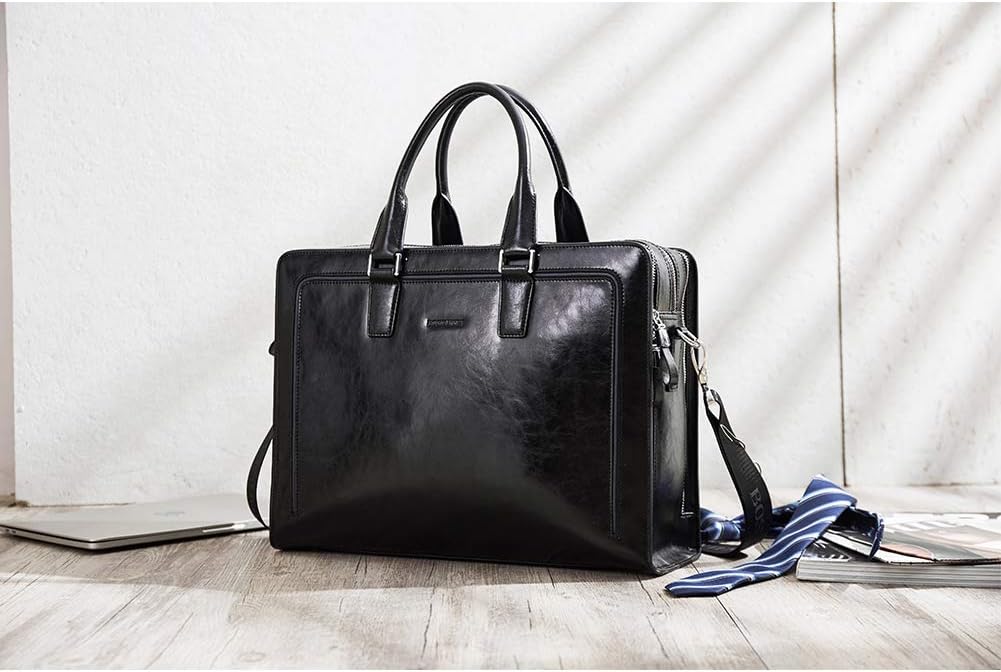 BOSTANTEN Women Genuine Leather Briefcase Tote Business Vintage Handbag 15.6' Laptop Shoulder Bag Brown