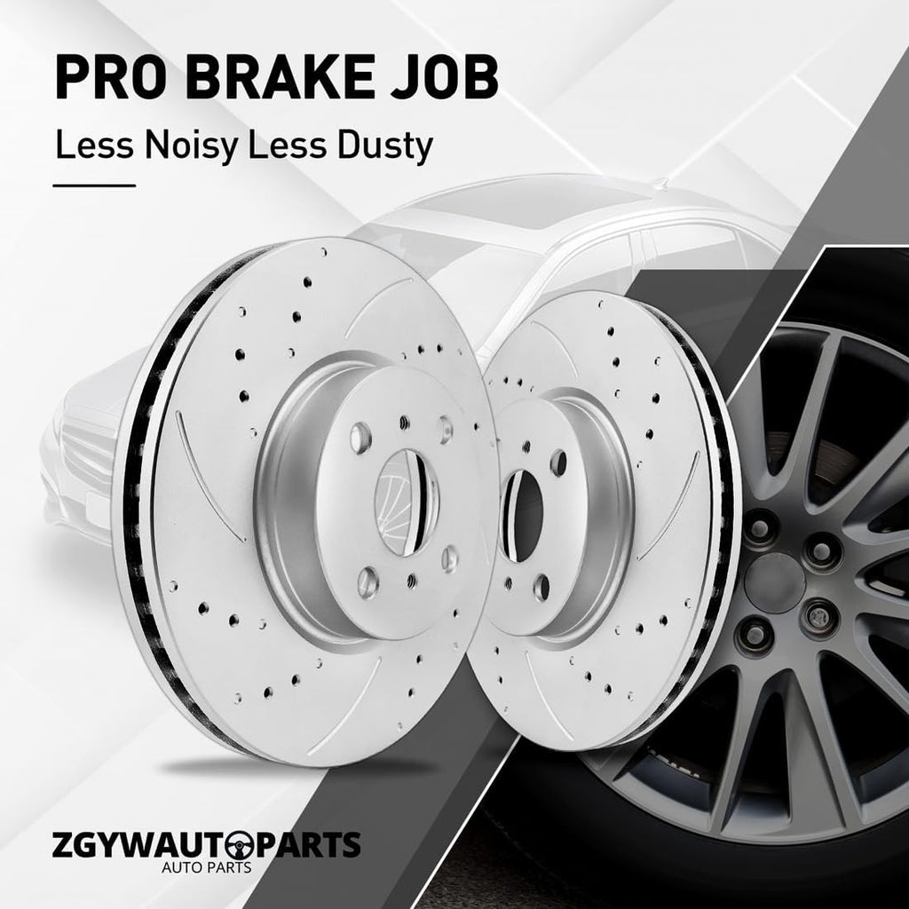 Rear Brake Pads and Rotors Kit, Drilled & Slotted Rotors Ceramic Brake Pads for GMC Sierra 1500 1999-2006, for GMC Safari 2003-2005, for Chevy Astro 2003-2005, for Chevrolet Silverado 1500 1999-2006