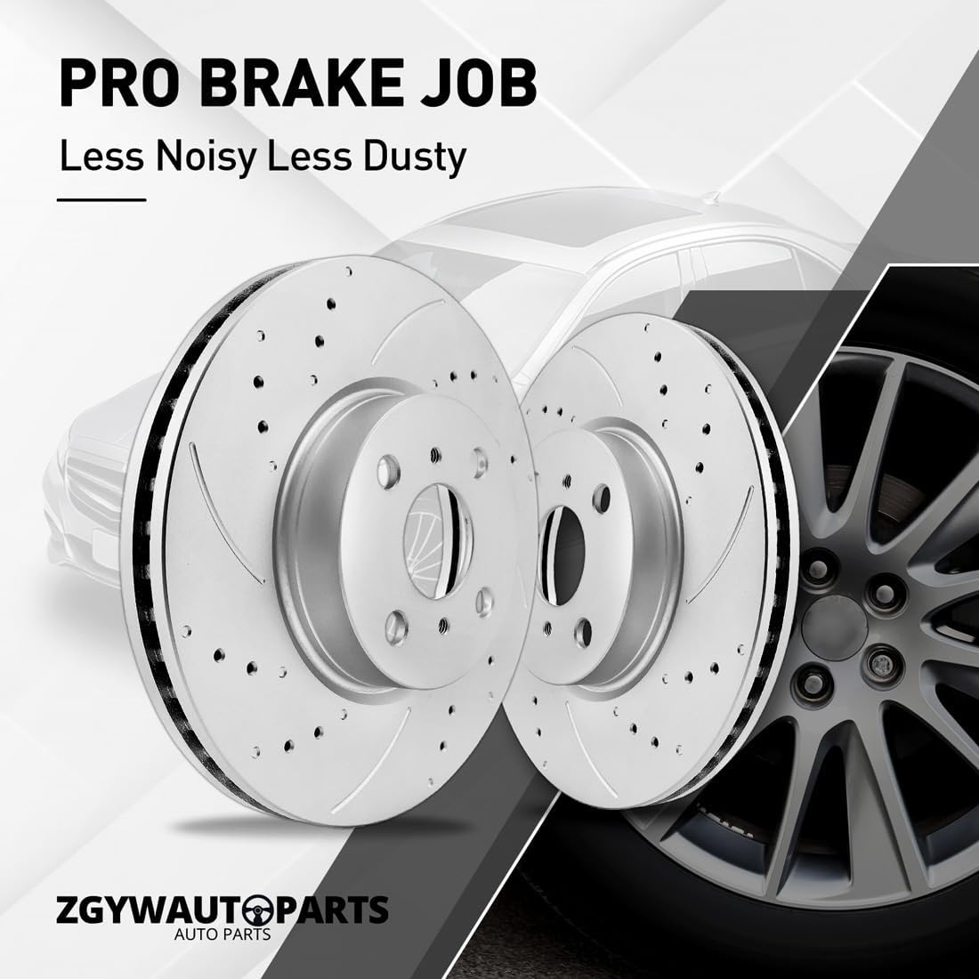 Rear Brake Pads and Rotors Kit, Drilled & Slotted Rotors Ceramic Brake Pads for GMC Sierra 1500 1999-2006, for GMC Safari 2003-2005, for Chevrolet Astro 2003-2005, for Chevy Silverado 1500 1999-2006