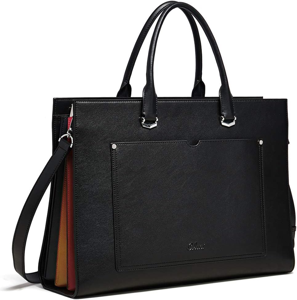 CLUCI Leather Briefcase for Women Laptop 15.6 Inch Professional Business Work Ladies Computer Handbag Shoulder Bag