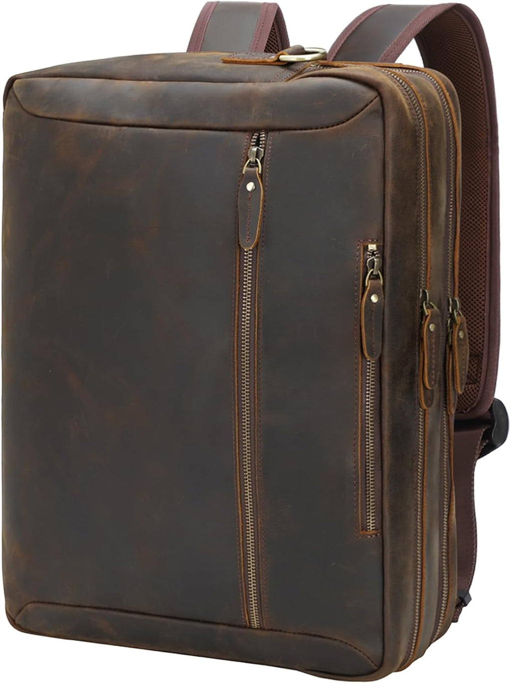 TIDING Leather Convertible Briefcase Backpack for Men, Large 15.6 Inch Laptop Messenger Bag Work Business Travel Crossbody Shoulder Bag