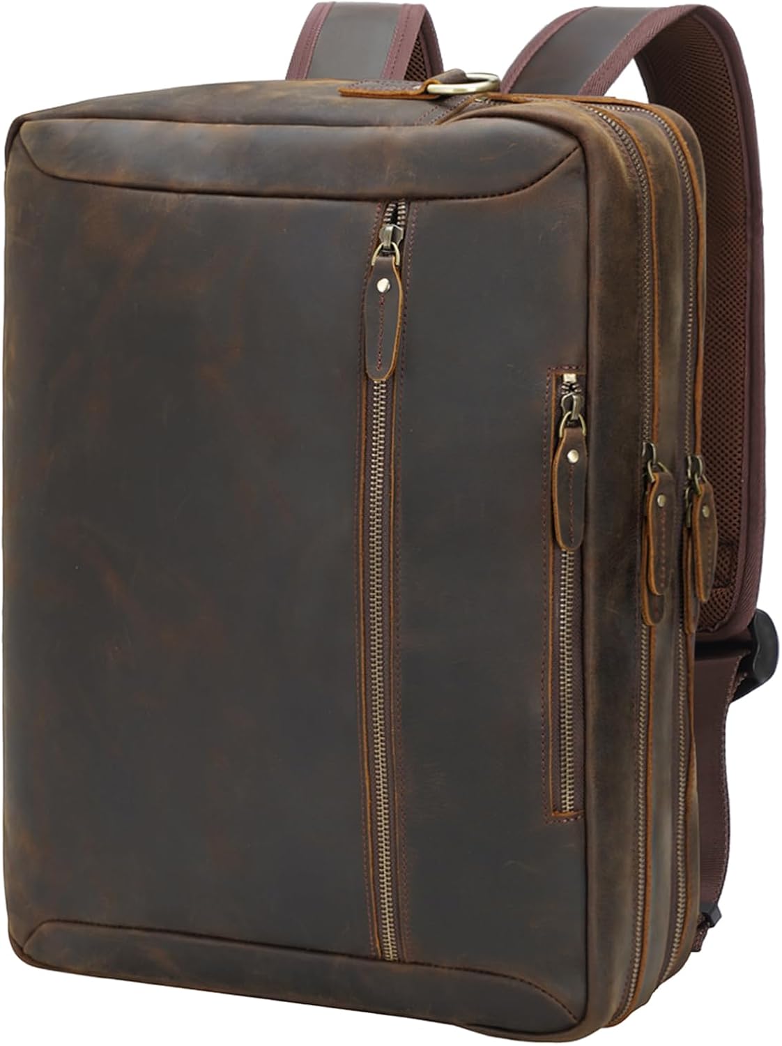 TIDING Leather Convertible Briefcase Backpack for Men, Large 15.6 Inch Laptop Messenger Bag Work Business Travel Crossbody Shoulder Bag