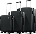 Hanke Expandable Hard Shell Luggage Sets 3 Pieces, 20/24 / 28 Inch Luggage Sets with Spinner Wheels, Durable PC Hardside Rolling Suitcase with TSA Lock for Travel (20/24/28 Inch, Jet Black)