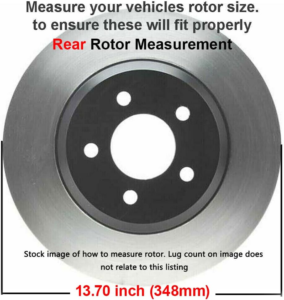 Detroit Axle - Rear Brake Kit for 2012 2013 2014 2015 2016 2017 2018 2019 2020 Ford F-150 Drilled & Slotted 6-Lug Brake Rotors Replacement Ceramic Brakes Pads [Manual Parking Only]