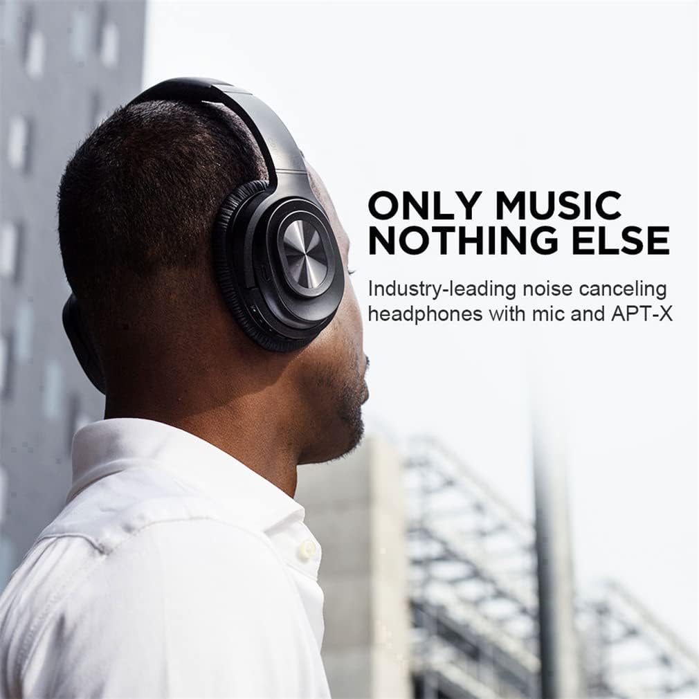 ANC Active Noise Cancelling Headphones Bluetooth 5.0 Wireless Over-Ear Foldable Headsets with Mic, Aptx Low Latency, Hi-Fi Stereo Deep Bass, for Sports/TV/Work,Green