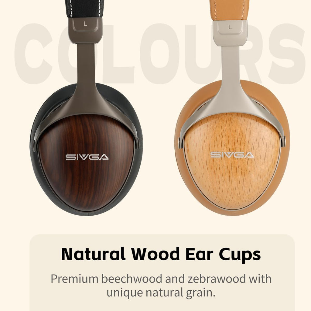 SIVGA SV021 Pro HiFi Wooden Closed-Back Over-Ear Wired Headphones with 50mm Dynamic Driver, Detachable Cable (Zebrawood)