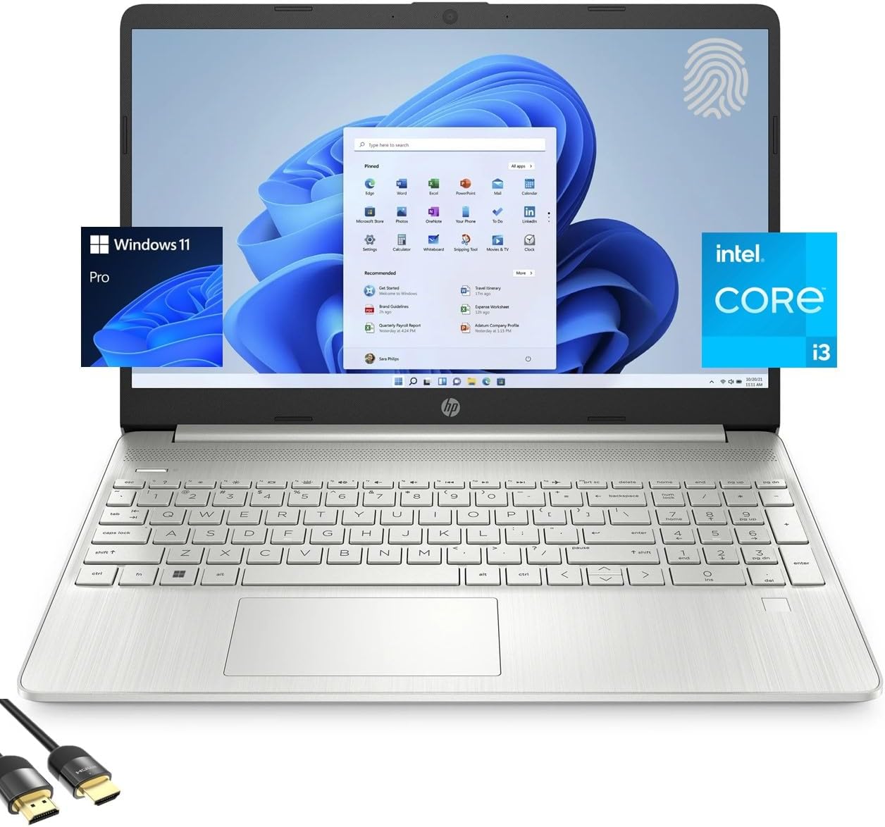 HP 15 Laptop for Business & Student, 15.6' FHD Micro-Edge Display, Intel Core i3-1215U up to 4.40GHz, 16GB RAM, 1TB NVMe SSD, 720p Webcam, Numpad, USB-C, Wi-Fi, FP Reader, PDG HDMI, Win 11 Pro