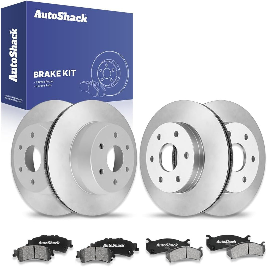 AutoShack Front & Rear Brake Rotors & Ceramic Pads for Chevrolet & GMC, Silverado 1500 1999-2006 Sierra 1500 1999-2006 Tahoe 2000-2001 Astro 2003-2005, AWD RWD 4WD V6 4.3L V8 4.8L 5.3L 6.0L