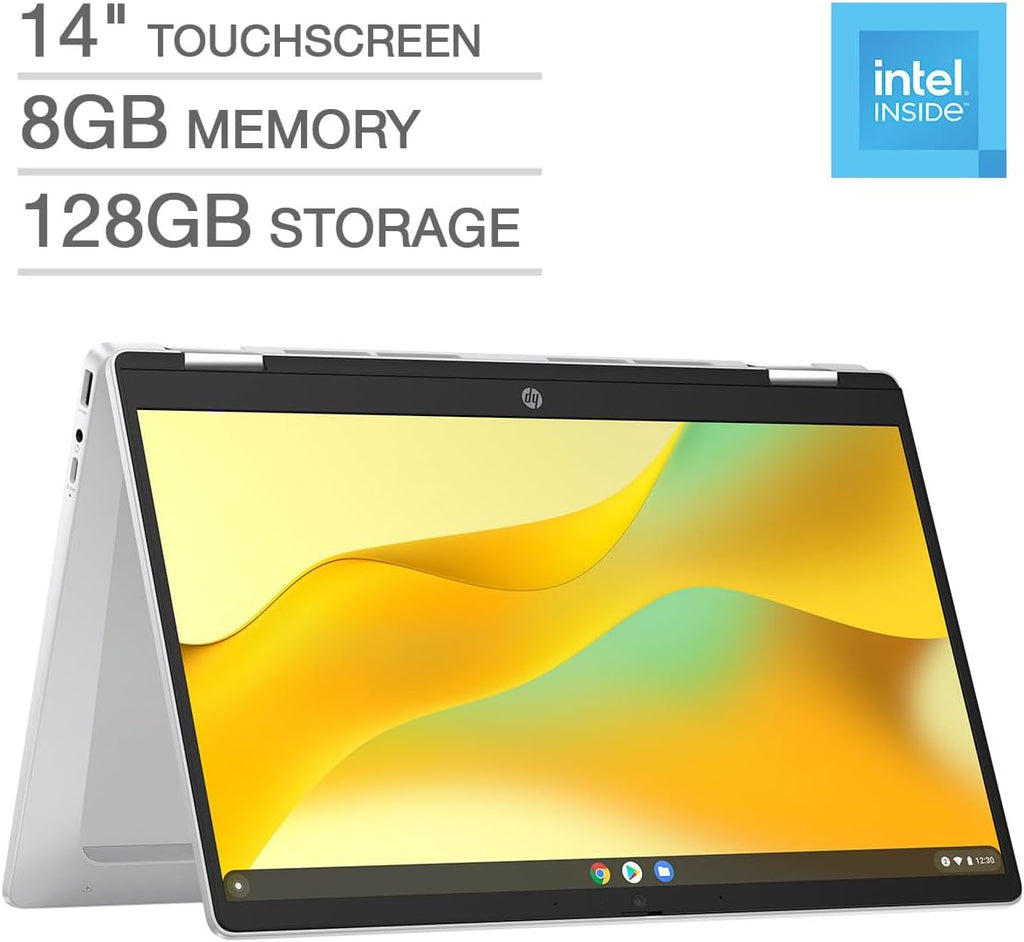 HP Chromebook x360 14b-cd0035cl 14 Inch FHD IPS 2 in 1 Touchscreen Laptop Convertible Intel Processor N200 8GB LPDDR5 RAM 128GB UFS Intel UHD Graphics 720p Webcam Backlit ChromeOS (Renewed)