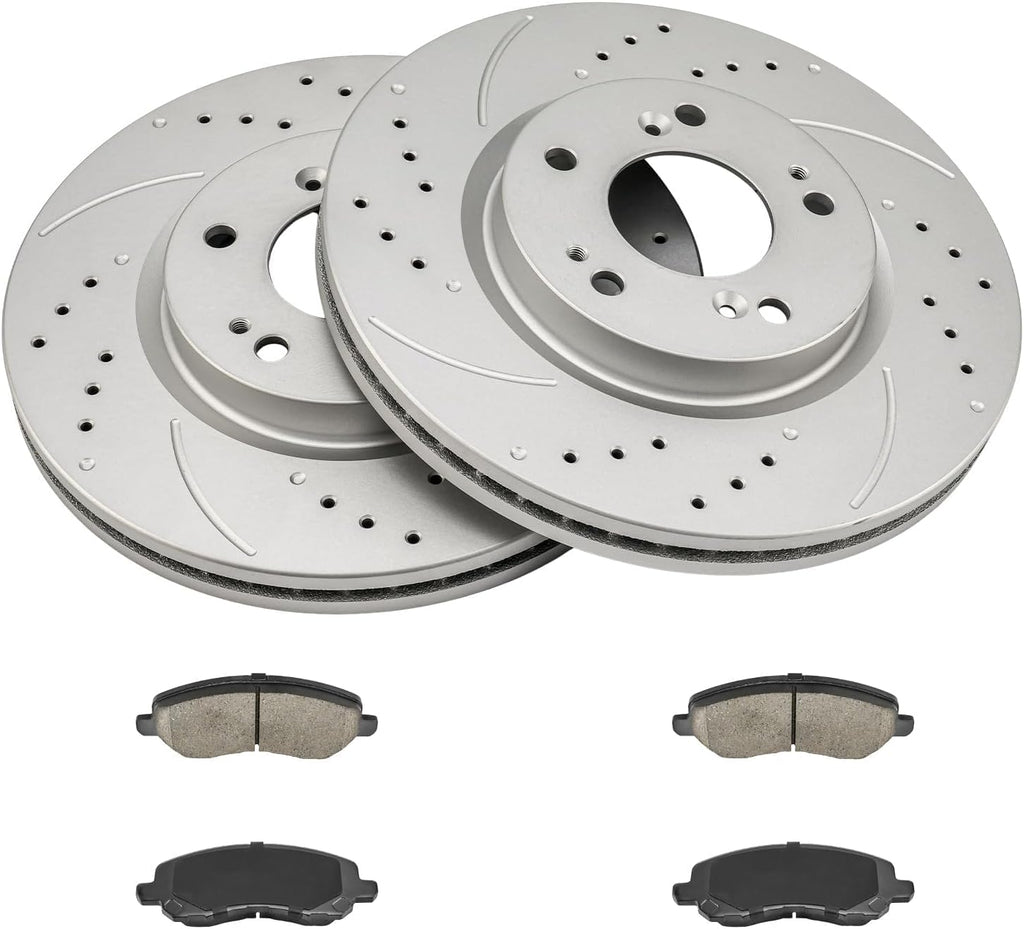 KAX Front Brake Kit for Jeep/Chrysler/Dodge/Mitsubishi - Patriot/200/Compass/Avenger/Sebring/Outlander Sport/Outlander/Caliber/Eclipse, 11.57inch Brake Rotors Pads Kit, #31346+D866 Front Brakes